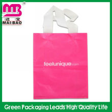 Custom logo printing heat sealed flexible loop handle poly bags for packaging